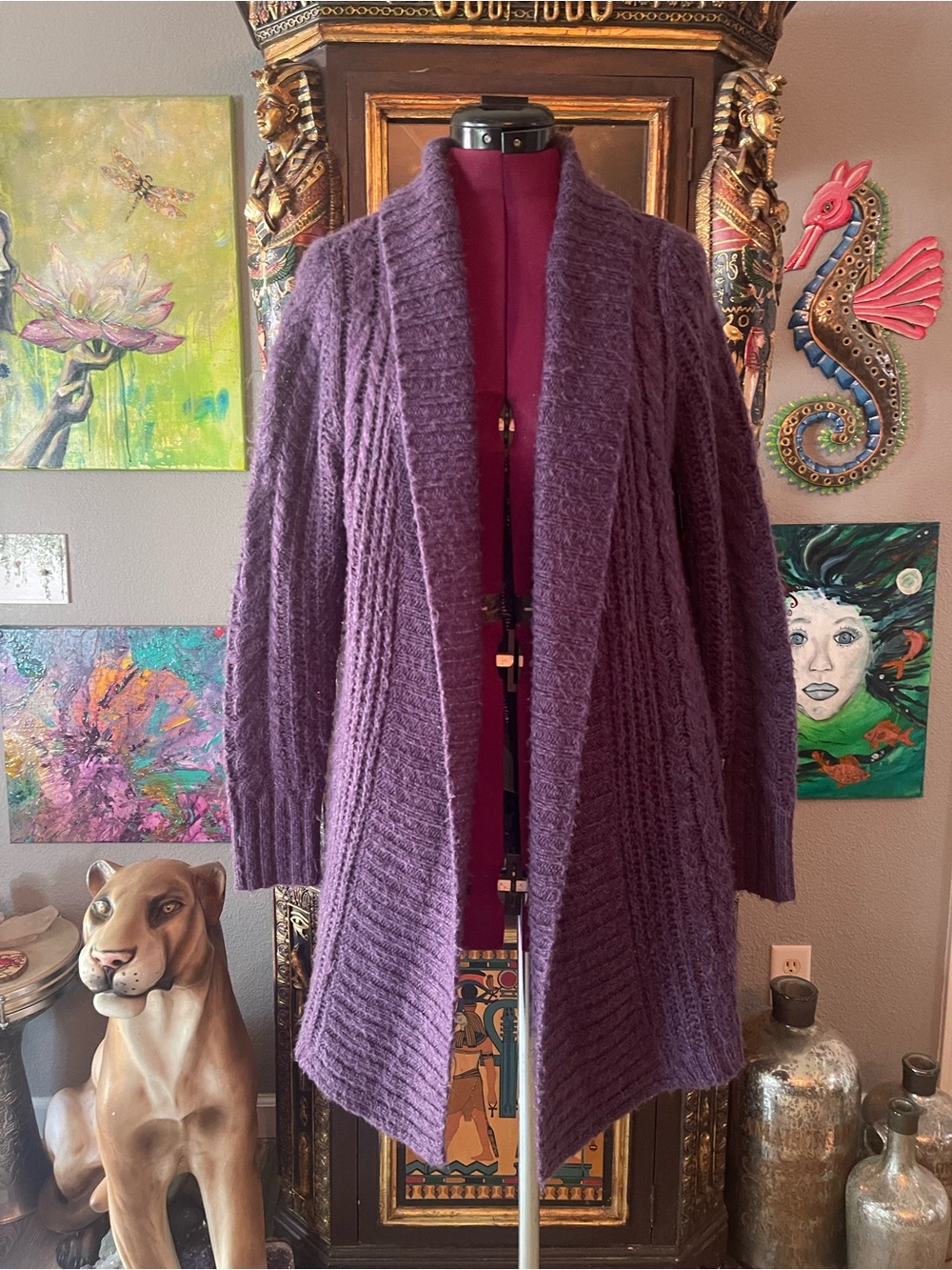 croft & barrow Deep Purple Open-Front Women's Cardigan